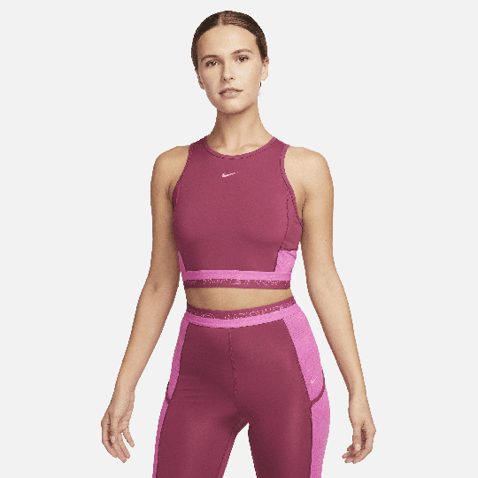 Nike Pro Dri-FIT Women's Cropped Training Tank Top - Red - 50% Recycled Polyester
