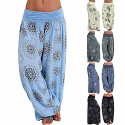 Women's Yoga Pants Quick Dry Moisture Wicking Zumba Belly Dance Yoga Bloomers Black Green Yellow Plus Size Sports Activewear Stretchy Loose / Dusty Blue Lightinthebox