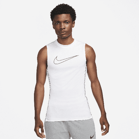 Nike Pro Dri-FIT Men's Tight-Fit Sleeveless Top - White - 50% Recycled Polyester