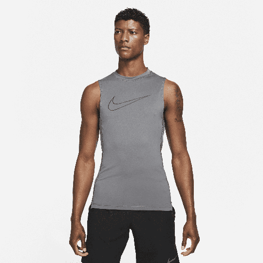 Nike Pro Dri-FIT Men's Tight-Fit Sleeveless Top - Grey - 50% Recycled Polyester