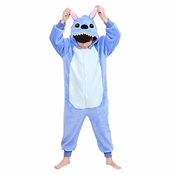 Kid's Kigurumi Pajamas Monster Blue Monster Animal Patchwork Onesie Pajamas Flannel Toison Cosplay For Boys and Girls Christmas Animal Sleepwear Cartoon Festival / Holiday Costumes / Leotard / Onesie Lightinthebox