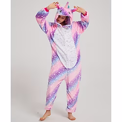 Adults' Kigurumi Pajamas Nightwear Camouflage Unicorn Flying Horse Printing Onesie Pajamas Flannel Fabric Cosplay For Men and Women Christmas Animal Sleepwear Cartoon Festival / Holiday Costumes Lightinthebox