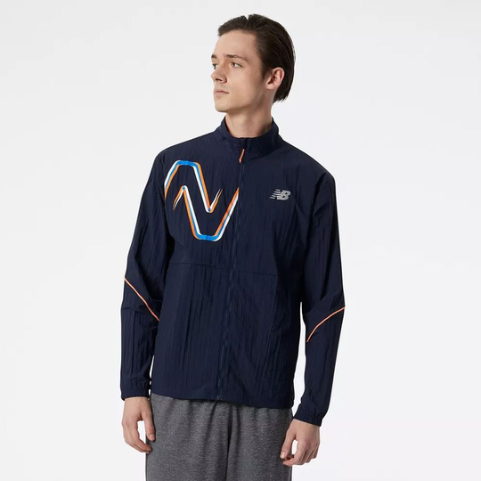New Balance Juoksutakki Graphic Impact Run - Sininen, koko Medium