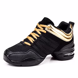 Women's Dance Sneakers Practice Trainning Dance Shoes Stage Performance HipHop Sneaker Thick Heel Lace-up Black / Gold White Black Lightinthebox