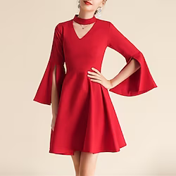 A-Line Homecoming Dresses Minimalist Dress Party Wear Short / Mini 3/4 Length Sleeve V Neck Stretch Chiffon with Pleats 2023 Lightinthebox
