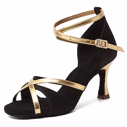 Women's Latin Shoes Dance Shoes Performance Practice ChaCha Satin Professional Softer Insole Customized Heel Cuban Heel Open Toe Buckle Adults' Dark Brown Black Red Lightinthebox