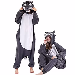 Adults' Kigurumi Pajamas Wolf Leopard Onesie Pajamas Polar Fleece Cosplay For Men and Women Christmas Animal Sleepwear Cartoon Festival / Holiday Costumes / Leotard / Onesie / Leotard / Onesie Lightinthebox