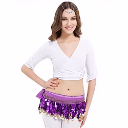 Belly Dance Women's Training Half Sleeve Crystal Cotton Lightinthebox