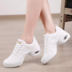 Women's Dance Sneakers Professional Breaking HipHop Square Dance Practice Flat Heel White Black Lightinthebox