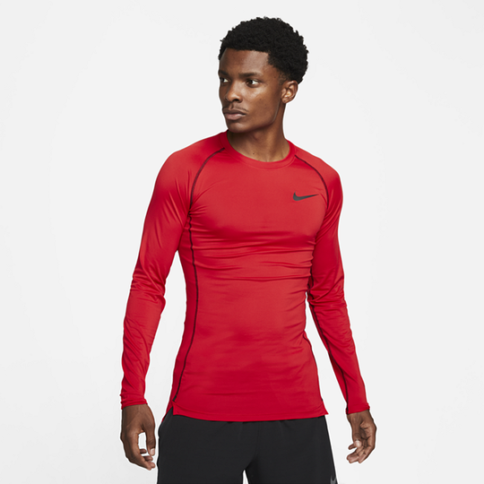 Nike Pro Dri-FIT Men's Tight-Fit Long-Sleeve Top - Red
