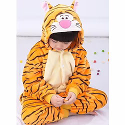 Kid's Kigurumi Pajamas Nightwear Camouflage Tiger Animal Patchwork Onesie Pajamas Flannel Toison Cosplay For Boys and Girls Christmas Animal Sleepwear Cartoon Festival / Holiday Costumes Lightinthebox