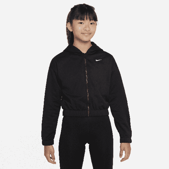Nike Therma-FIT Older Kids' (Girls') Full-Zip Training Hoodie - 1 - 50% Recycled Polyester - Black