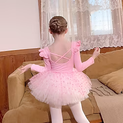 Kids' Dancewear Ballet Skirts Lace Pleats Butterfly Girls' Performance Daily Wear Long Sleeve Natural Spandex Tulle Cotton Lightinthebox