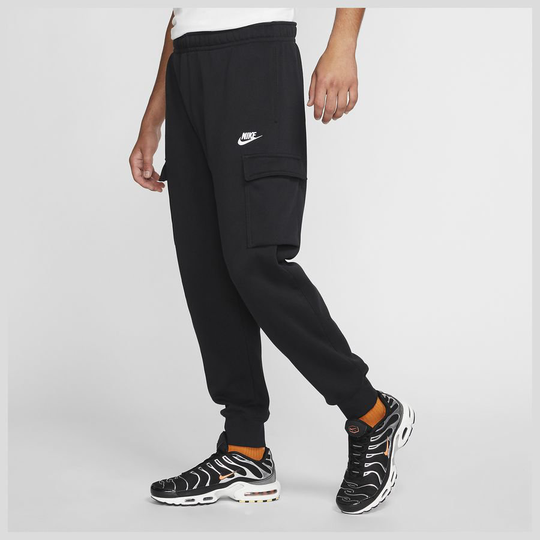 Nike Cargo Housut Nsw Club Fleece - Musta/valkoinen, koko Large