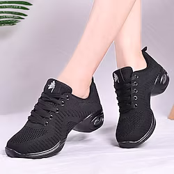 Women's Dance Sneakers Ballroom Dance Square Dance Party Collections Fashion Flat Heel Round Toe Lace-up Adults' Black White Red Lightinthebox