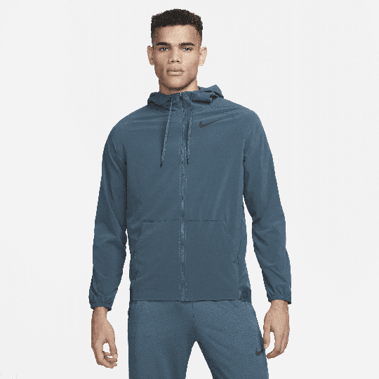 Nike Pro Dri-FIT Flex Vent Max Men's Full-Zip Hooded Training Jacket - Grey - 50% Recycled Polyester