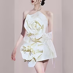 Sheath / Column Homecoming Dresses Floral Dress Party Wear Short / Mini Sleeveless Strapless Satin with Ruffles 2023 Lightinthebox