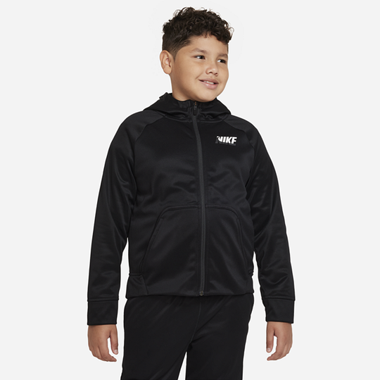 Nike Therma-FIT Older Kids' (Boys') Full-Zip Training Hoodie (Extended Size) - Black