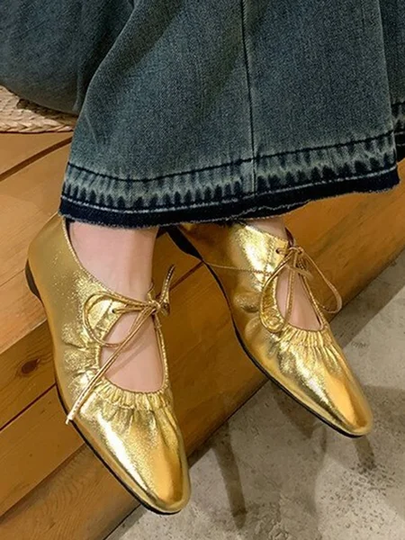 Vintage Pointed Mary Jane Lace Up Dance Shoes
