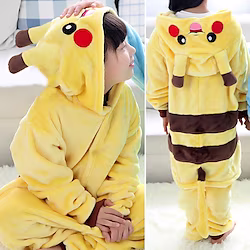 Kid's Kigurumi Pajamas Giraffe Pika Pika Totoro Animal Onesie Pajamas Polyester Microfiber Cosplay For Boys and Girls Halloween Animal Sleepwear Cartoon Festival / Holiday Costumes Lightinthebox