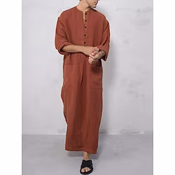 Arabian Muslim Adults Men's Religious Saudi Arabic Robe Thobe / Jubba For Linen Ramadan Leotard / Onesie miniinthebox