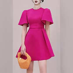 A-Line Homecoming Dresses Princess Dress Party Wear Short / Mini Short Sleeve Jewel Neck Satin with Fringe 2023 Lightinthebox