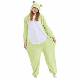 Adults' Kigurumi Pajamas Frog Animal Patchwork Onesie Pajamas Coral fleece Cosplay For Men's Women's Boys Christmas Animal Sleepwear Cartoon Festival / Holiday Costumes / Machine wash / Girls' Lightinthebox