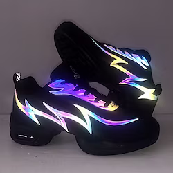 Women's Dance Sneakers Training Square Dance Softer Pattern / Print Sneaker Flat Heel Round Toe Lace-up Teenager Adults' Black White miniinthebox