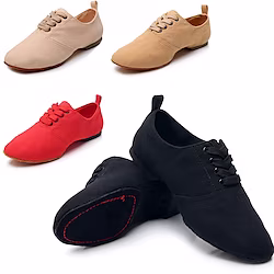 Women's Jazz Shoes Modern Shoes Salsa Shoes Training Performance Practice Flat Flat Heel Lace-up Black Rosy Pink Red Lightinthebox