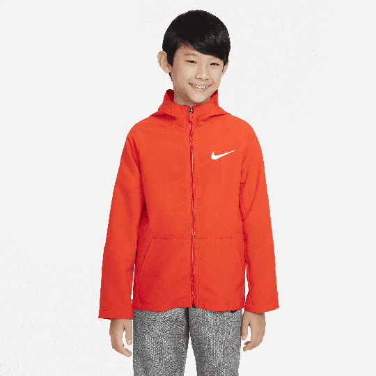 Nike Dri-FIT Older Kids' (Boys') Woven Training Jacket - Red - 50% Recycled Polyester