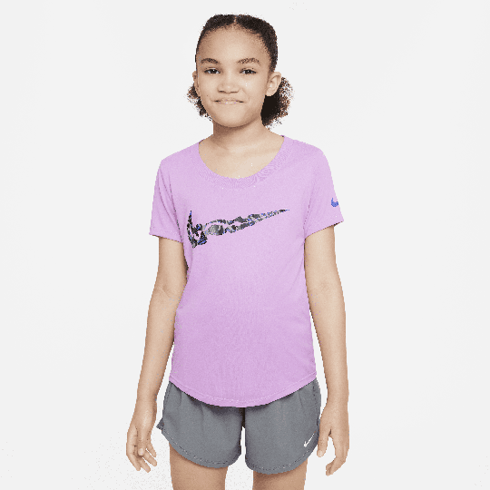 Nike Dri-FIT Older Kids' (Girls') Training T-Shirt - 50% Recycled Polyester - Purple