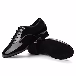 Men's Latin Shoes Ballroom Dance Shoes Practice Trainning Dance Shoes Line Dance Training Indoor Professional Professional Thick Heel Closed Toe Lace-up Adults' Bright Black Black White Lightinthebox