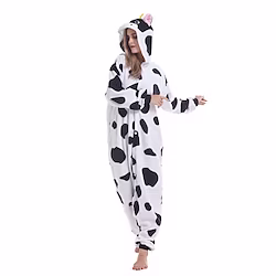 Adults' Kigurumi Pajamas Nightwear Camouflage Milk Cow Animal Patchwork Onesie Pajamas Polar Fleece Cosplay For Men and Women Christmas Animal Sleepwear Cartoon Festival / Holiday Costumes Lightinthebox