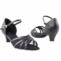 Women's Latin Shoes Professional Mesh Mesh Customized Heel Open Toe Buckle Adults' Black Brown miniinthebox