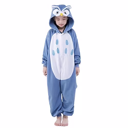 Kid's Kigurumi Pajamas Owl Animal Patchwork Onesie Pajamas Velvet Mink Cosplay For Boys and Girls Christmas Animal Sleepwear Cartoon Festival / Holiday Costumes / Leotard / Onesie / Leotard / Onesie Lightinthebox