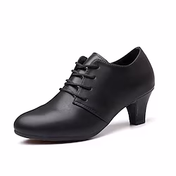 Women's Latin Shoes Practice Trainning Dance Shoes Stage Practice Outdoor Heel Cuban Heel Lace-up Black Red Lightinthebox
