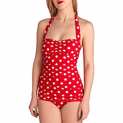 Audrey Hepburn Polka Dots Retro Vintage 1950s Summer Swimwear Swimsuit Halter One-Piece Women's Costume Black / Red / Blue Vintage Cosplay Holiday Beach Swimming / Leotard / Onesie / Leotard / Onesie Lightinthebox