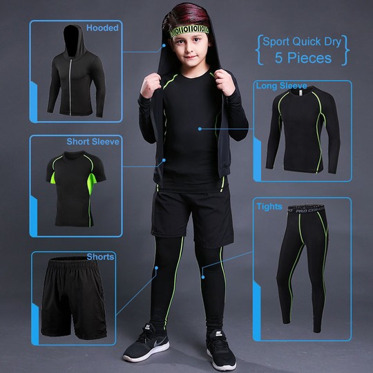 Kids Running Compression Suit Children Sports Set Jogging Underwear Sportswear Gym Tights Pants Boys Tracksuit Training Jacket